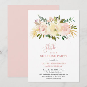 Elegante Blush Pink Bläserner Geburtstagsparty Einladung