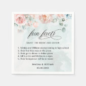 Elegante Blush Pink Bläserner Spaß Fakten Hochzeit Serviette (Vorderseite)