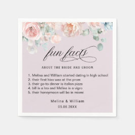 Elegante Blush Pink Bläserner Spaß Fakten Hochzeit Serviette