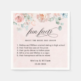 Elegante Blush Pink Bläserner Spaß Fakten Hochzeit Serviette