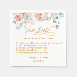 Elegante Blush Pink Bläserner Spaß Fakten Hochzeit Serviette