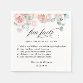 Elegante Blush Pink Bläserner Spaß Fakten Hochzeit Serviette