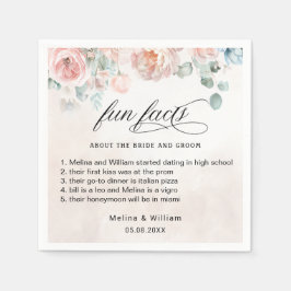 Elegante Blush Pink Bläserner Spaß Fakten Hochzeit Serviette