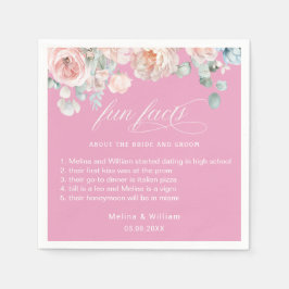 Elegante Blush Pink Bläserner Spaß Fakten Hochzeit Serviette