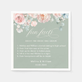 Elegante Blush Pink Bläserner Spaß Fakten Hochzeit Serviette