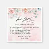 Elegante Blush Pink Bläserner Spaß Fakten Hochzeit Serviette (Vorderseite)