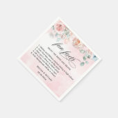 Elegante Blush Pink Bläserner Spaß Fakten Hochzeit Serviette (Ecke)