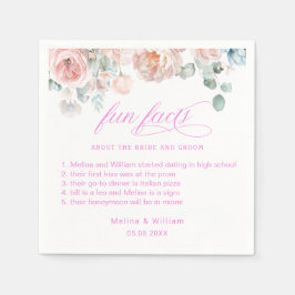 Elegante Blush Pink Bläserner Spaß Fakten Hochzeit Serviette