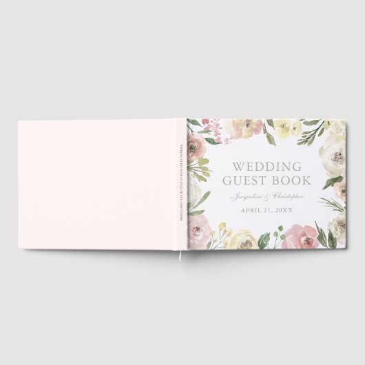 Elegante Blush Pink Bläsernsommer Peony Wedding Gästebuch (Voll)