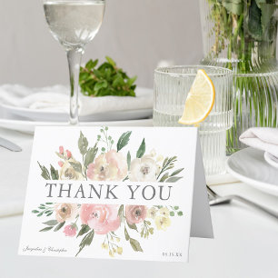 Elegante Blush Pink Bläserpferde Hochzeit geklappt Dankeskarte
