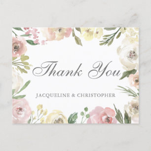 Elegante Blush Pink Bloral Border Wedding Vielen D Postkarte