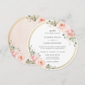 Elegante Blush Pink Blues Gold Circle Wedding Einladung (Vorne/Hinten)