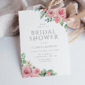 Elegante Blush Pink Blumendusche Einladung