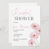 Elegante Blush Pink Blumendusche Einladung (Vorne/Hinten)