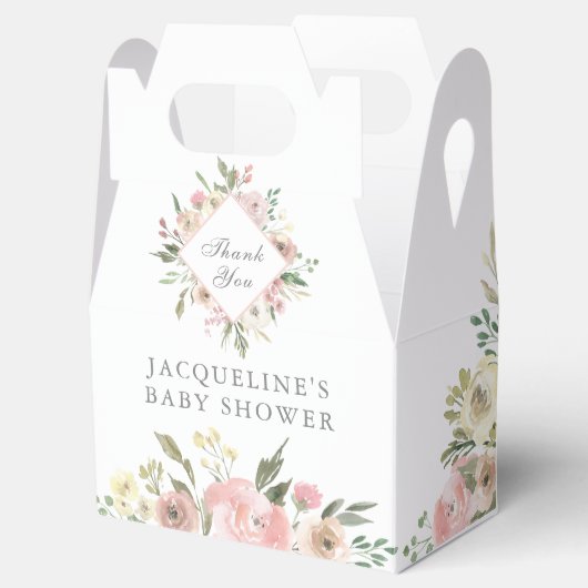 Elegante Blush Pink Blumengarten Babydusche Geschenkschachtel (Geöffnet)