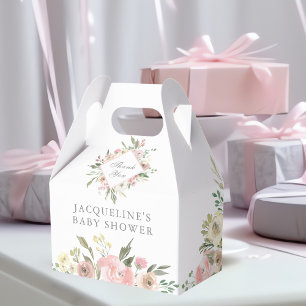 Elegante Blush Pink Blumengarten Babydusche Geschenkschachtel