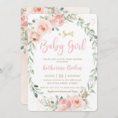 Elegante Blush Pink Blumengarten Girl Babydusche Einladung (Vorne/Hinten)