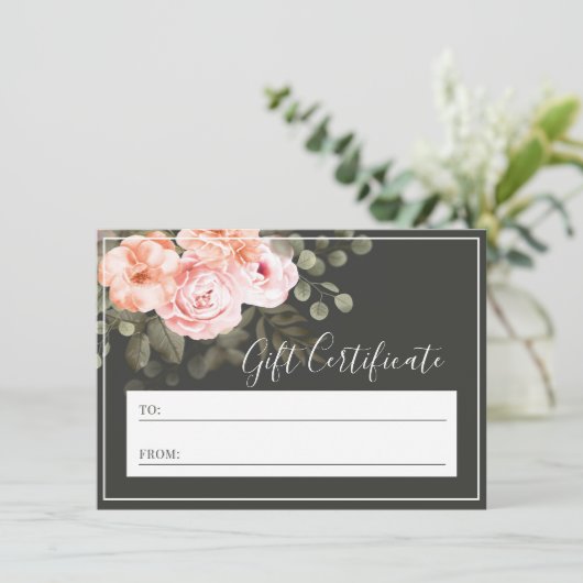 Elegante Blush Pink Blumengeschenkkarte Einladung (Stehend Vorderseite)