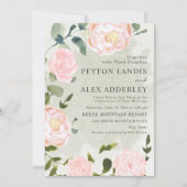 Elegante Blush Pink Blumenweide Grüne Hochzeit Einladung (Vorderseite)