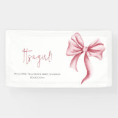 Elegante Blush Pink Bow Baby Dusche Banner (Horizontal)