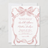Elegante Blush Pink Bow Whimsical Wedding Einladung (Vorderseite)