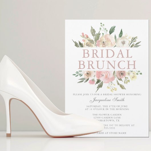 Elegante Blush Pink Bridal Brunch Dusche Magneteinladung