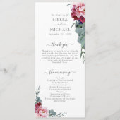 Elegante Blush Pink Burgundy Bloral Foliage Hochze Programm (Vorderseite)