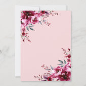 Elegante Blush Pink Burgundy Bloral Wedding Einladung (Rückseite)