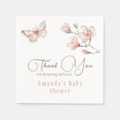 Elegante Blush Pink Butterfly Floral Baby Dusche Serviette (Vorderseite)