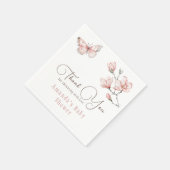 Elegante Blush Pink Butterfly Floral Baby Dusche Serviette (Ecke)