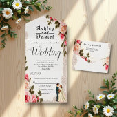 Elegante Blush Pink Couple Summer Floral Wedding All In One Einladung