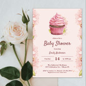 Elegante Blush Pink Cupcake Girl Sweet Baby Shower Einladung