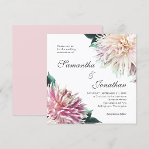 Elegante Blush Pink Dahlia Blumenhochzeit Einladung