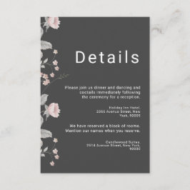 Elegante Blush Pink & Dark Gray Blues Hochzeit Begleitkarte