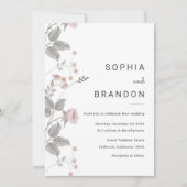 Elegante Blush Pink & Dark Gray Blues Hochzeit Einladung (Vorderseite)