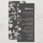 Elegante Blush Pink & Dark Gray Blues Hochzeit Menükarte (Vorne/Hinten)