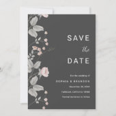 Elegante Blush Pink & Dark Gray Blues Hochzeit Save The Date (Vorderseite)