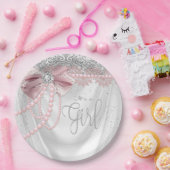 Elegante Blush Pink Diamond Pear Baby Dusche Pappteller (Party)