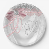 Elegante Blush Pink Diamond Pear Baby Dusche Pappteller (Vorderseite)