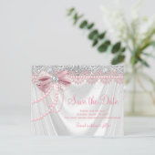 Elegante Blush Pink Diamond Pearl Baby Dusche Postkarte (Stehend Vorderseite)