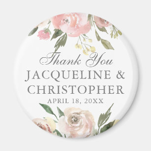 Elegante Blush Pink Elfenbeinblütenhochzeit Magnet