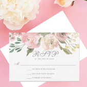 Elegante Blush Pink Elfenbeinblütenhochzeit RSVP Karte