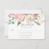 Elegante Blush Pink Elfenbeinblütenhochzeit RSVP Karte (Vorderseite)