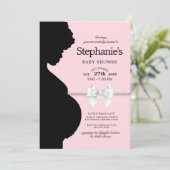 Elegante Blush Pink Ethnic Silhouette Babydusche Einladung (Stehend Vorderseite)