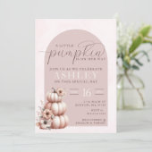 Elegante Blush Pink Fall Pumpkin Baby Dusche Einladung (Stehend Vorderseite)