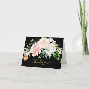 Elegante Blush & Pink Floral Baby Dusche Vielen Da Dankeskarte