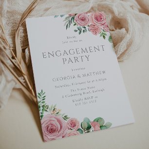 Elegante Blush Pink Floral Engagement Party Einladung