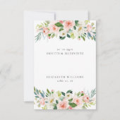 Elegante Blush Pink Floral Gastname Platzkarte (Vorderseite)