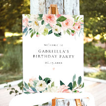 Elegante Blush Pink Floral Geburtstagsparty Willko
