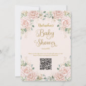 Elegante Blush Pink Floral Girl Babydusche Einladung (Rückseite)